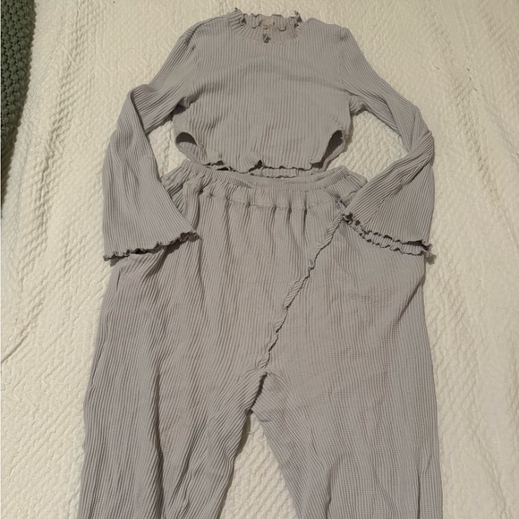 Free People Pants - Free People Grey Ribbed Two-Piece Set